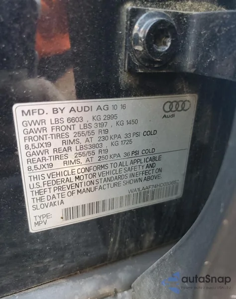 2017 Audi Q7 Premium Plus z USA, uszkodzony, nr VIN WA1LAAF74HD033652